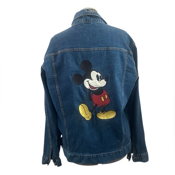 Disney Parks Mickey Mouse Denim Jacket L Embroidered Patches Rare Exclusive - Picture 13 of 13